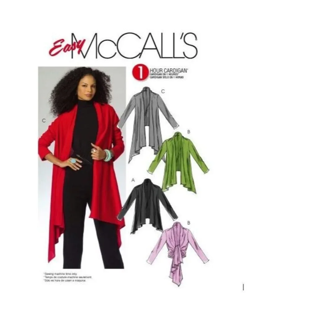 McCalls‎ Sewing Pattern 5241 Cardigan ONE HOUR Misses Size XS-MED